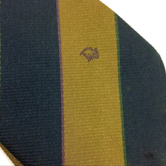 Christian Dior Classic Striped Blue/Gold Silk Tie: Sophisticated & Classic! - Picture 6 of 10